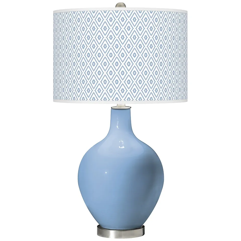 Color Plus Ovo 28 1/2" High Diamonds Shade Placid Blue Table Lamp