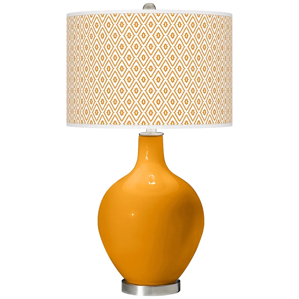 Color Plus Ovo 28 1/2" Diamonds Shade Carnival Orange Table Lamp
