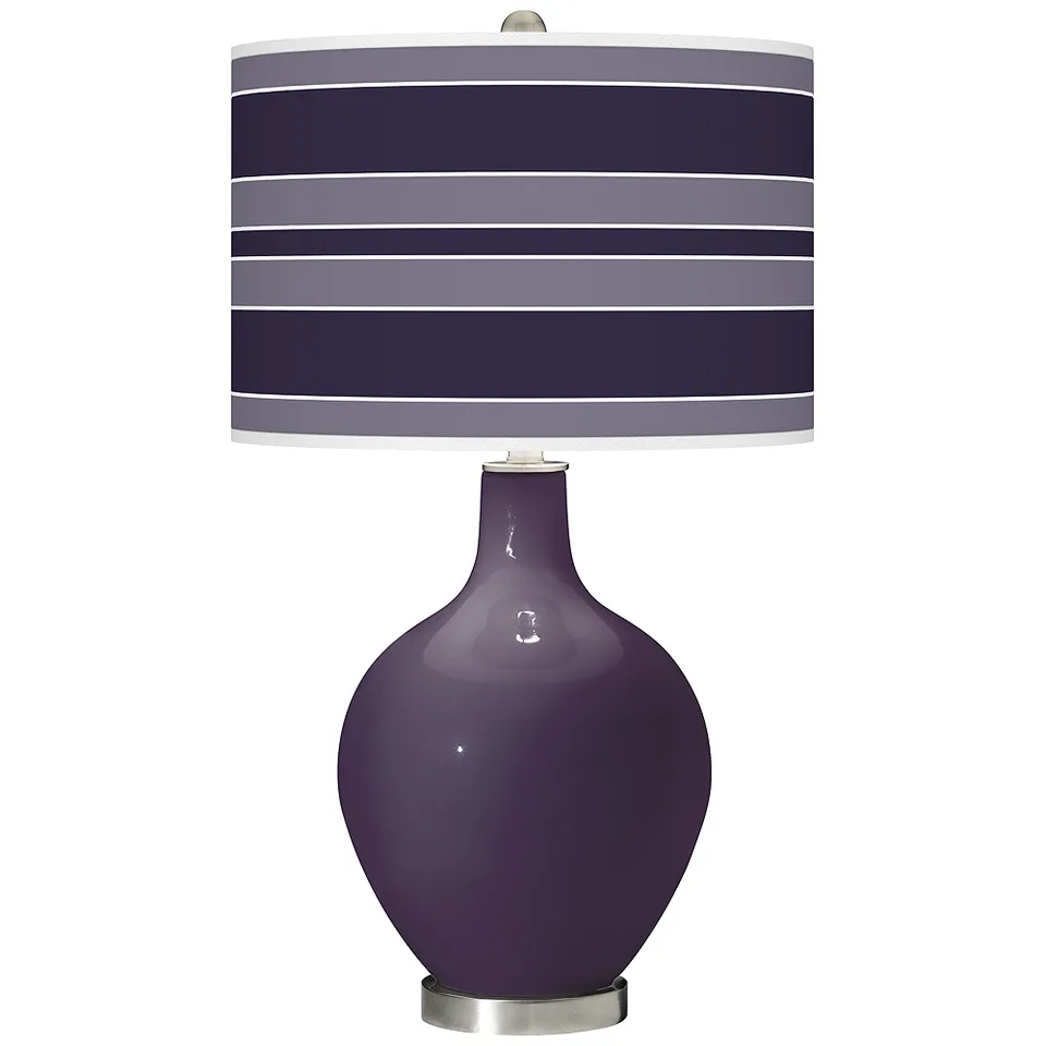 Color Plus Ovo 28 1/2" Bold Stripe Quixotic Plum Purple Table Lamp