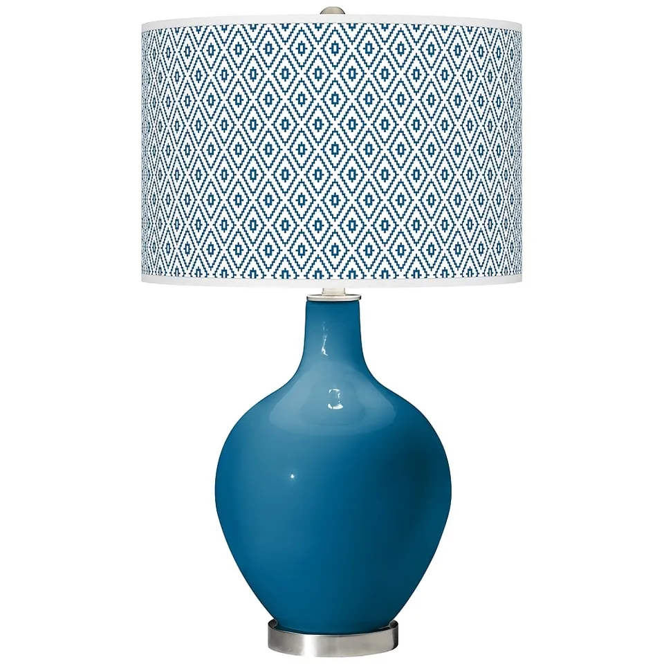 Colro Plus Ovo 28 1/2" Diamonds Shade Mykonos Blue Table Lamp