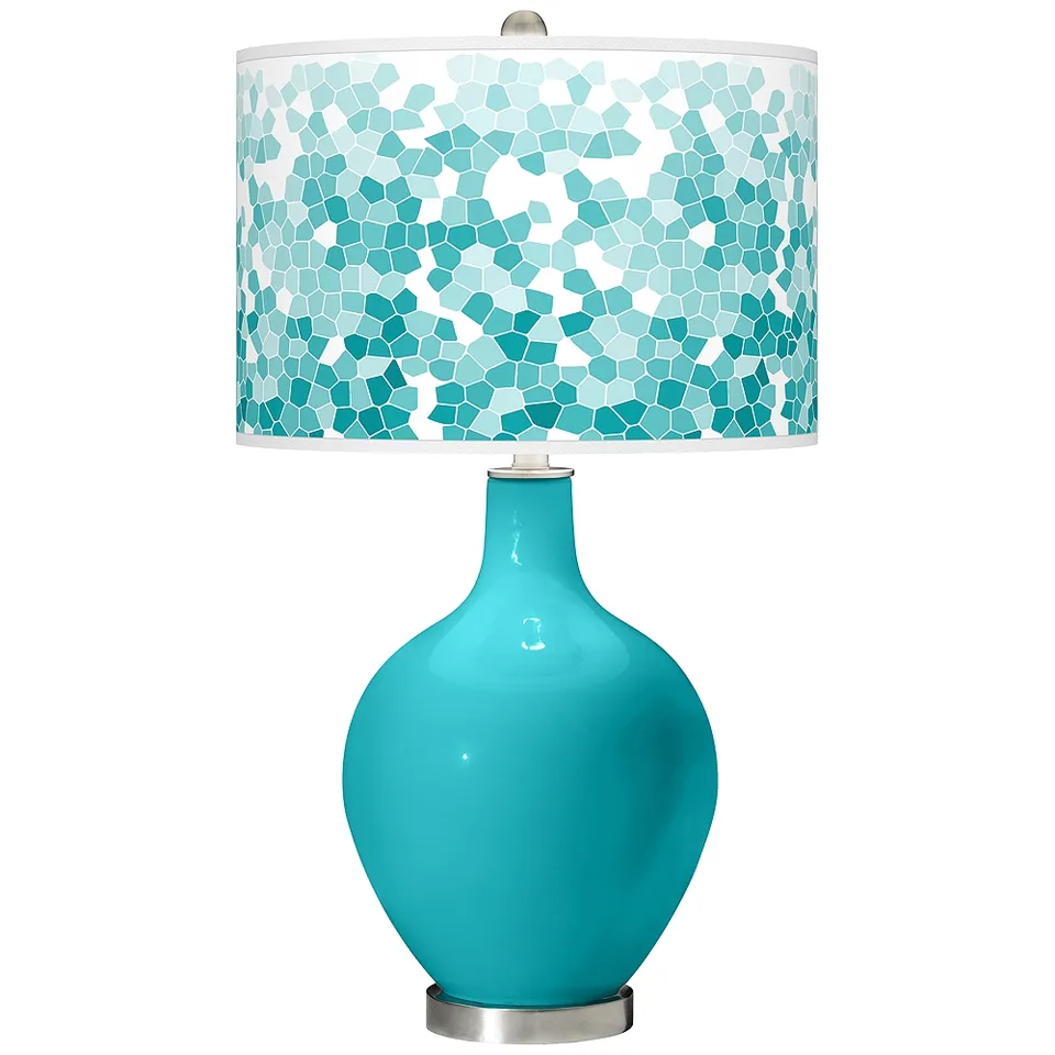 Color Plus Ovo 28 1/2" Mosaic Shade Surfer Blue Table Lamp