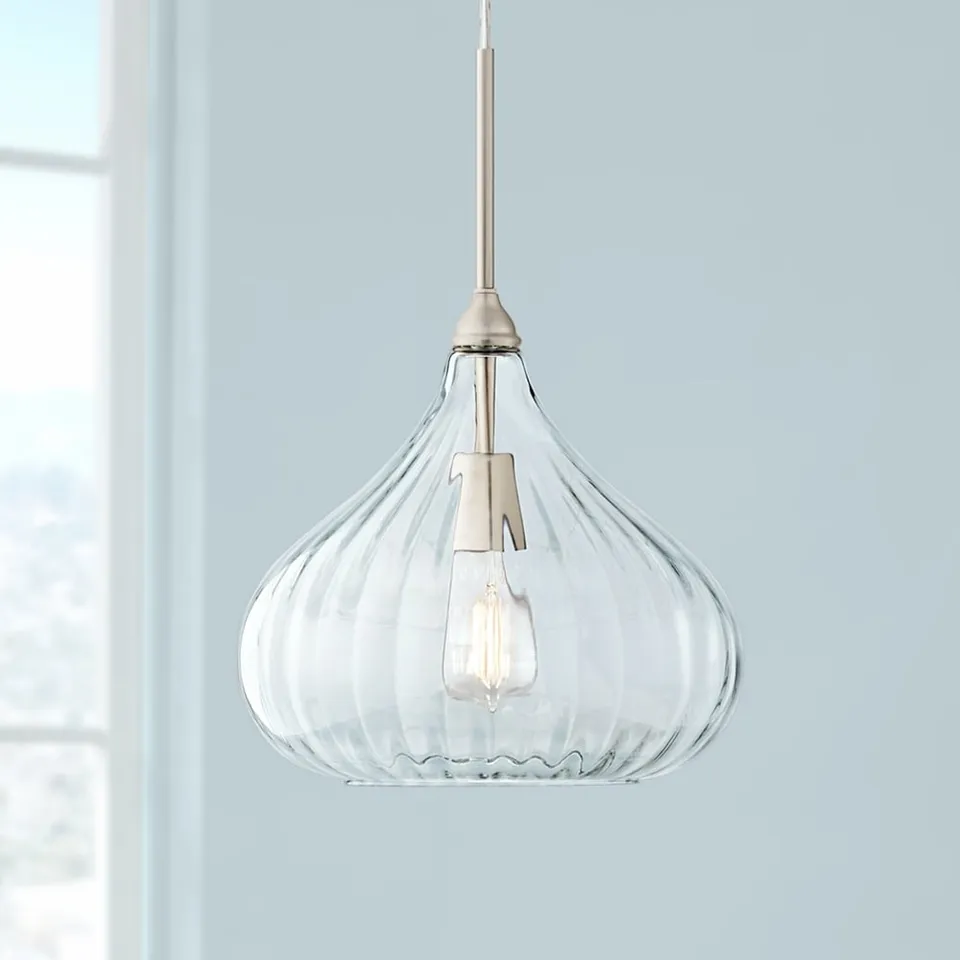 Possini Euro Major 12 1/2" Nickel and Clear Glass LED Pendant Light
