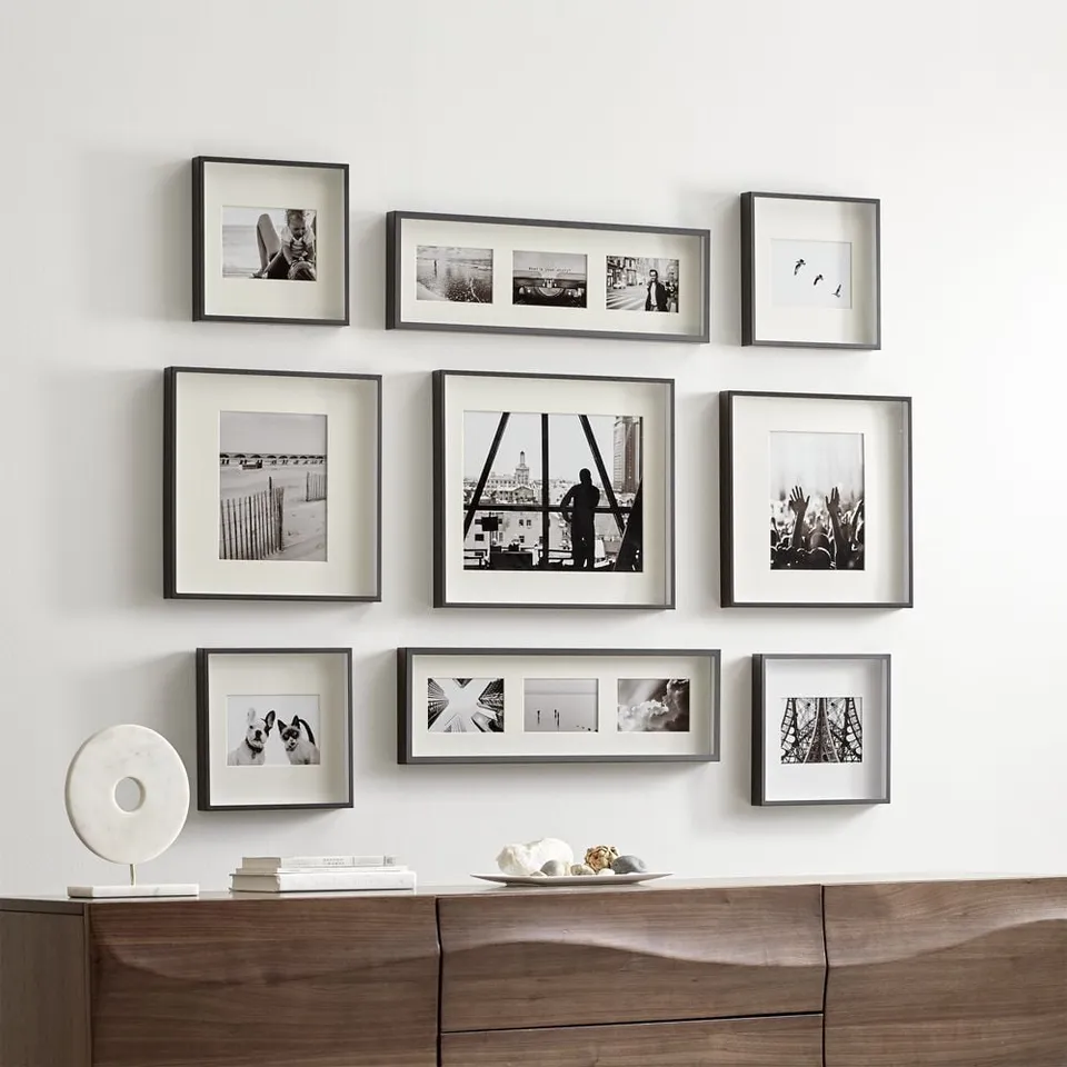 Brushed Black Picture Frame Gallery, Set of 9