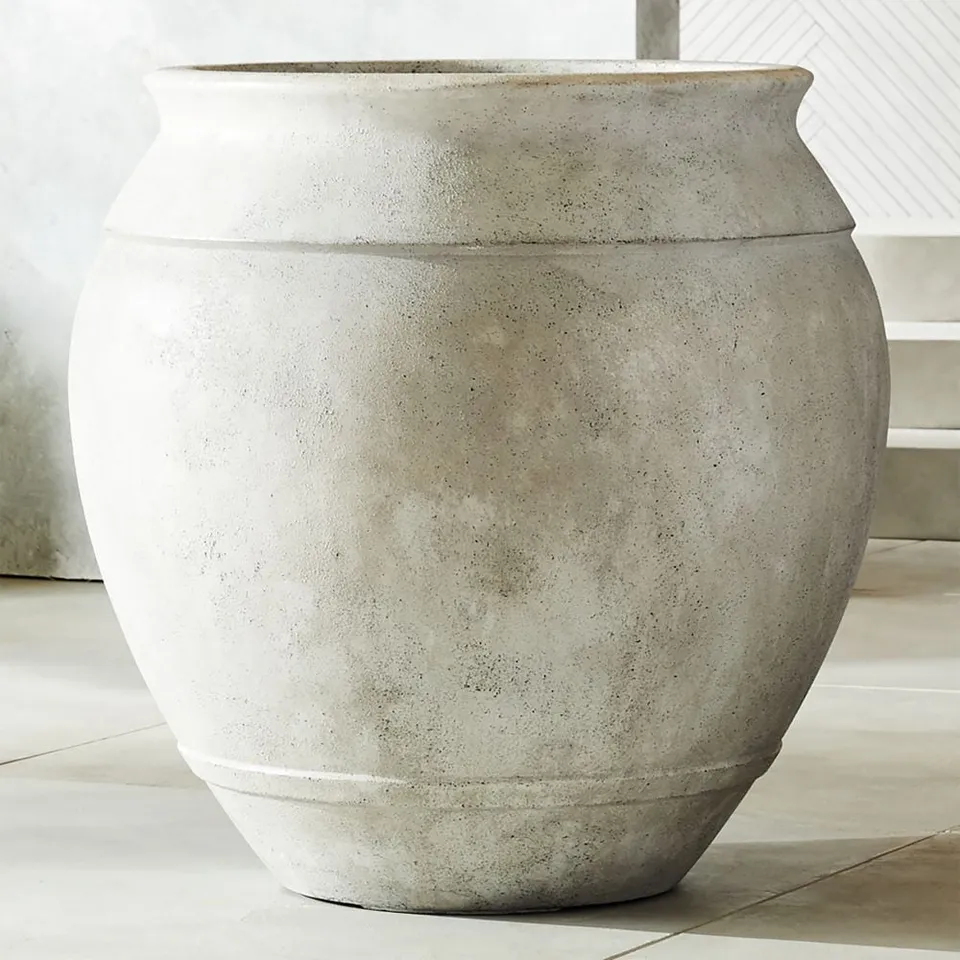 Belly Round White Resin Indoor/Outdoor XL Planter 33.5"H