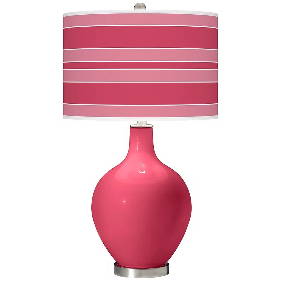 Color Plus Ovo 28 1/2" Bold Stripe Shade Eros Pink Table Lamp