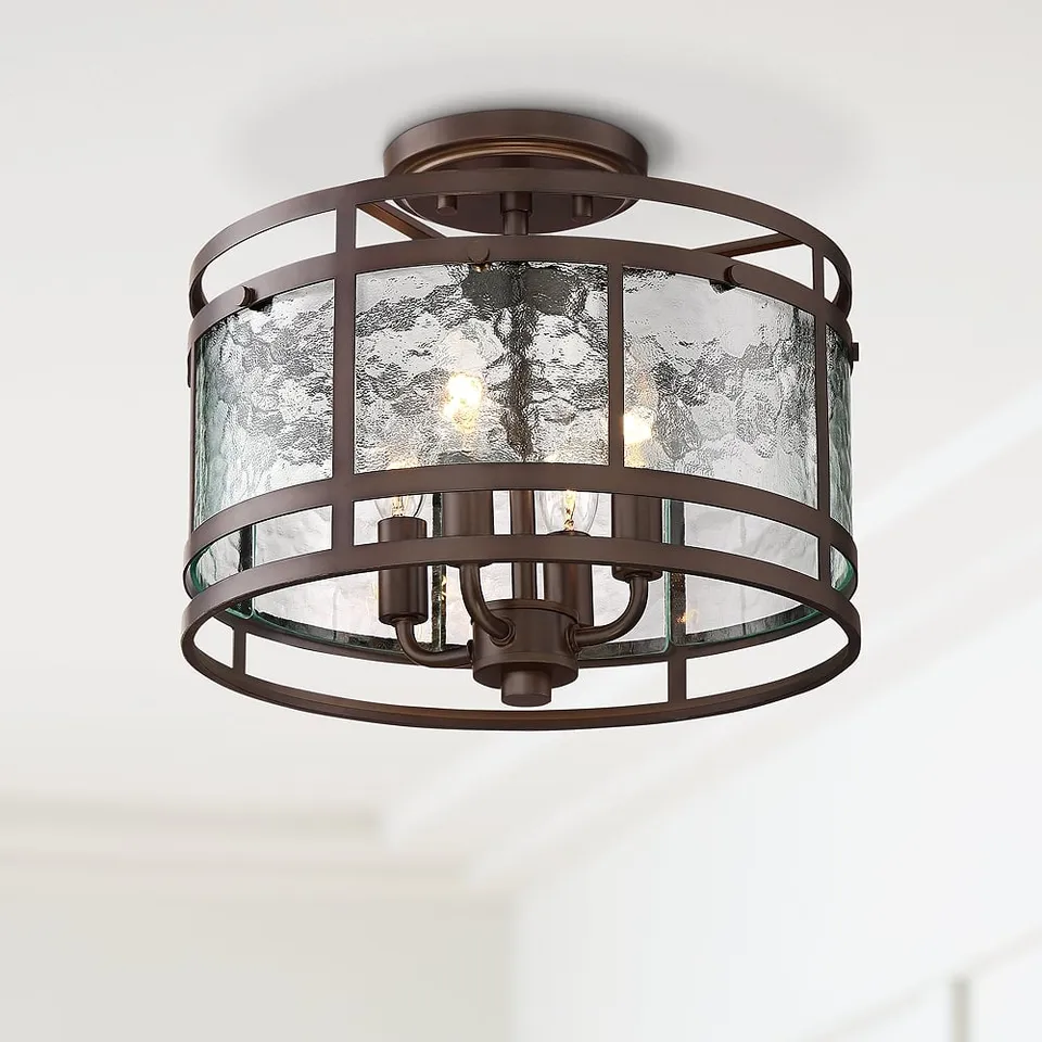 Elwood 13 1/4" Oil-Rubbed Bronze Water Glass 4-Light Ceiling Light