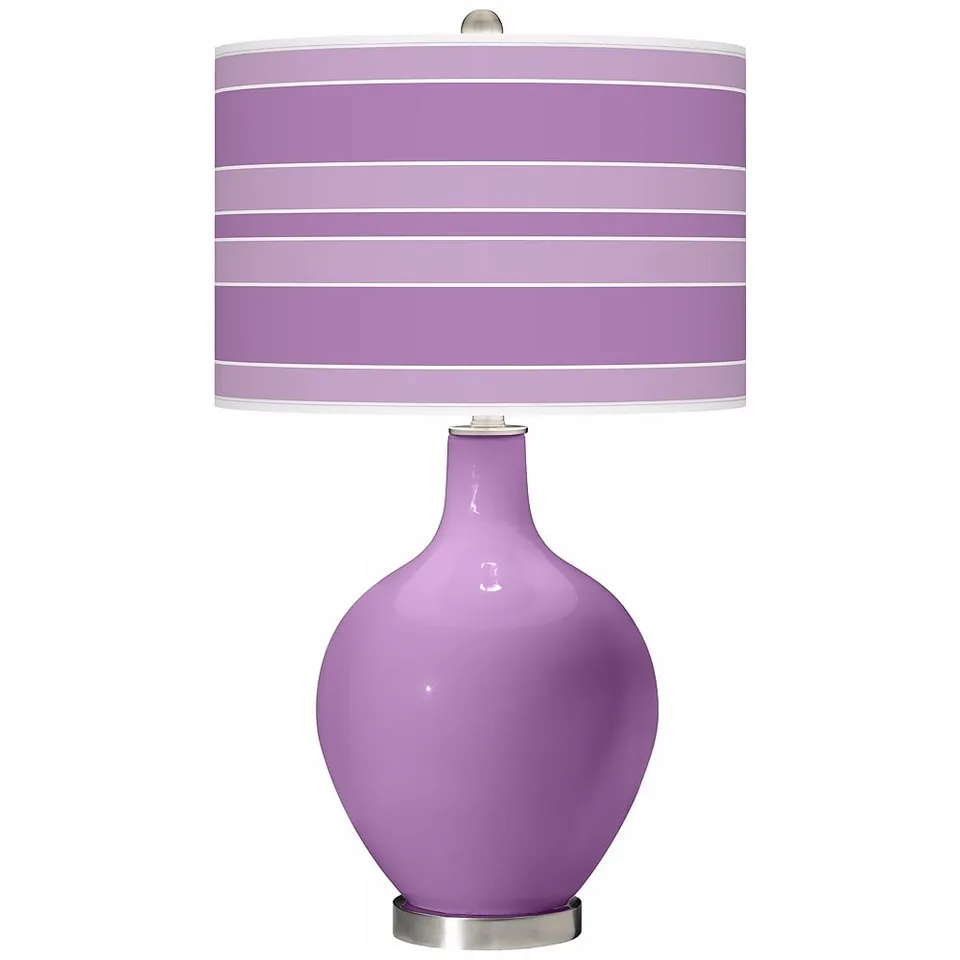 Color Plus Ovo 28 1/2" Bold Stripe African Violet Purple Table Lamp