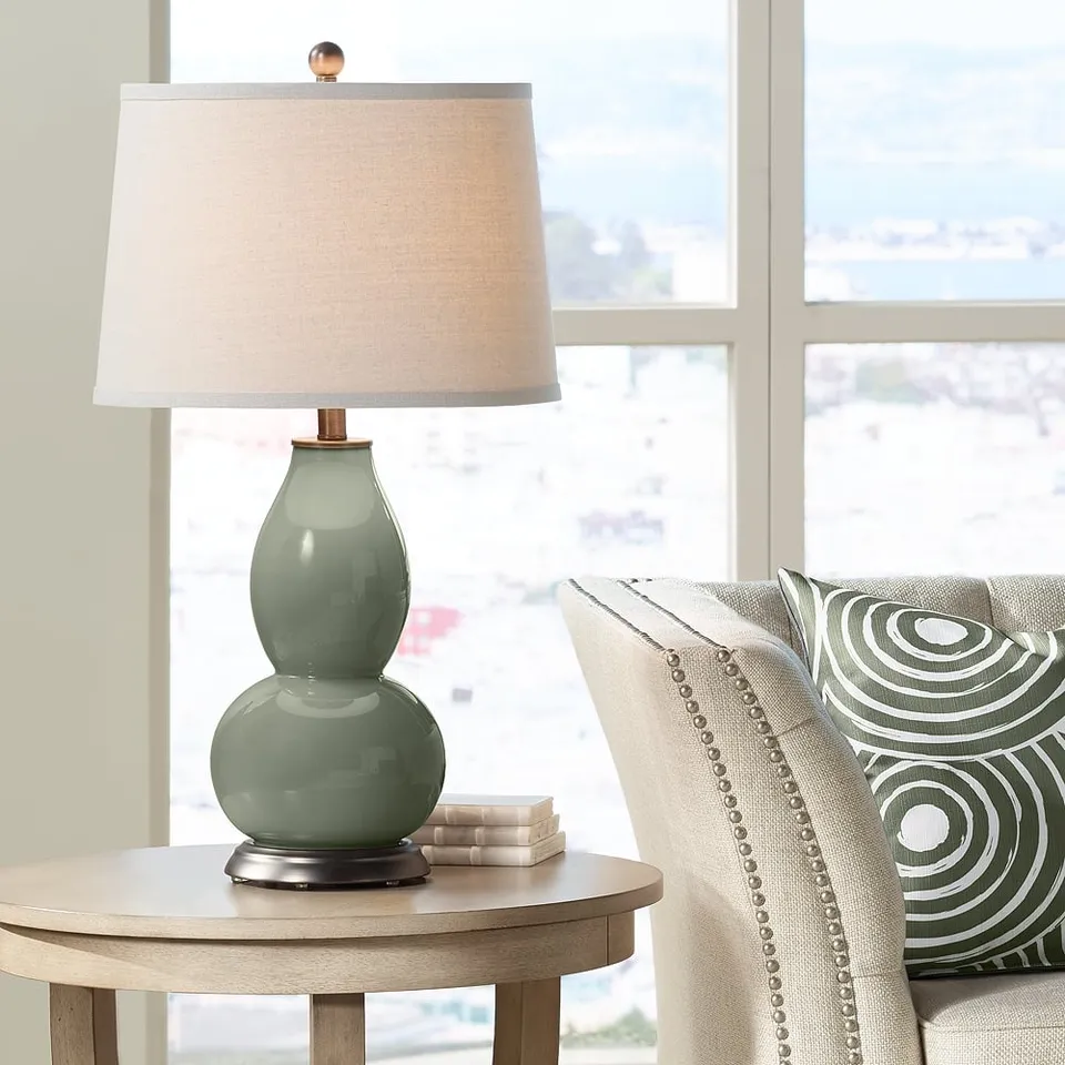 Color Plus Double Gourd 28 3/4" High Deep Lichen Green Table Lamp