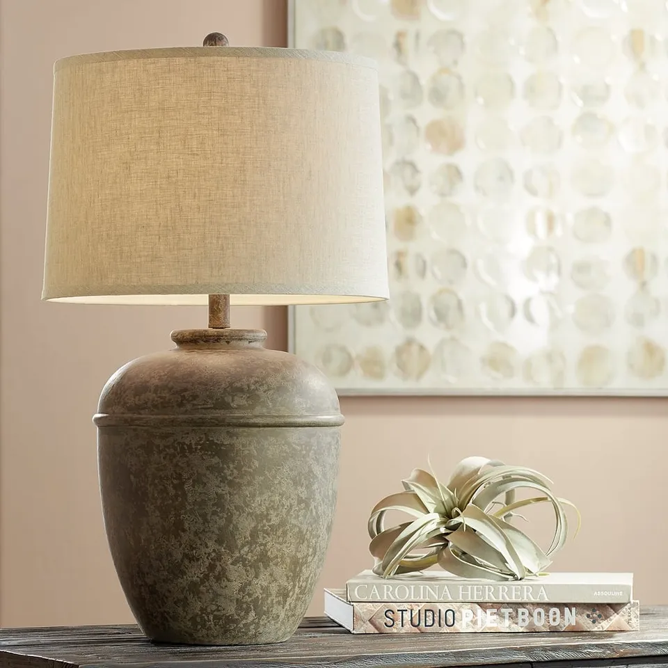 Franklin Iron Otero 27" Mottled Stone Finish Rustic Jug Table Lamp