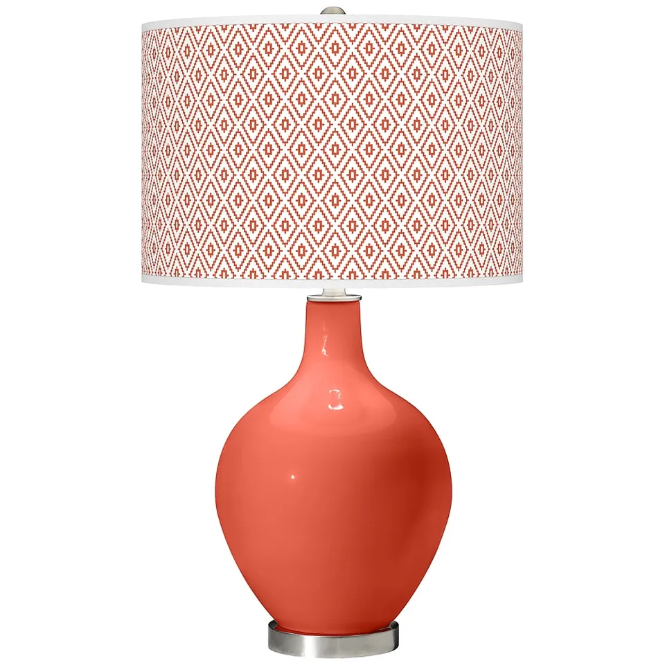 Color Plus Ovo 28 1/2" High Diamonds Shade Koi Orange Table Lamp