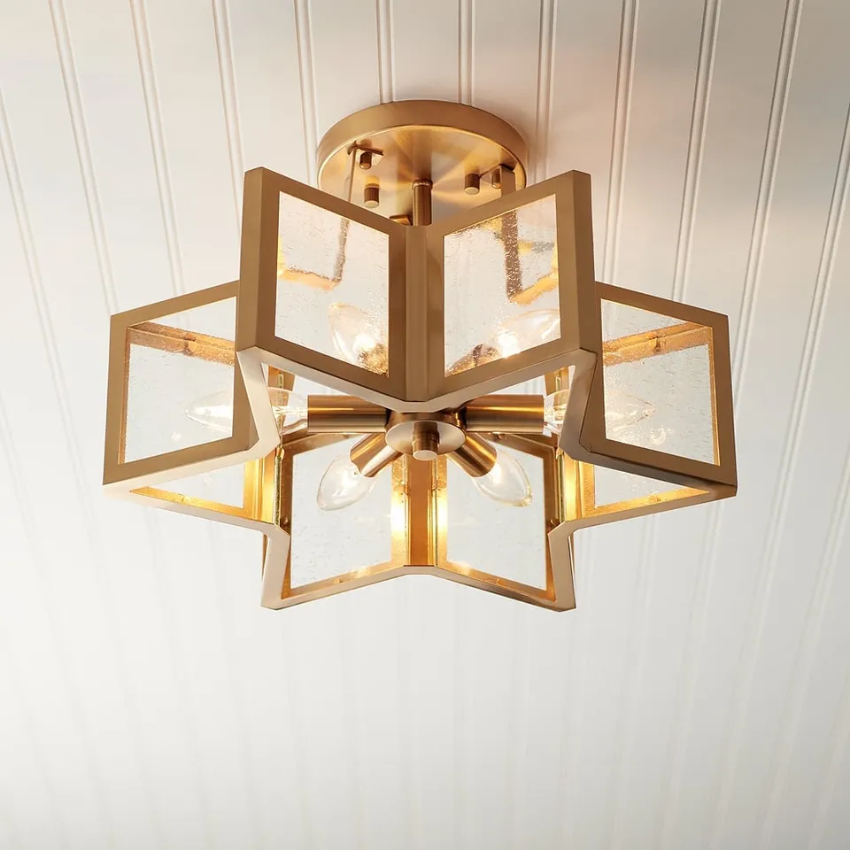 Possini Euro Antares 16" Warm Antique Brass 6-Light Ceiling Light