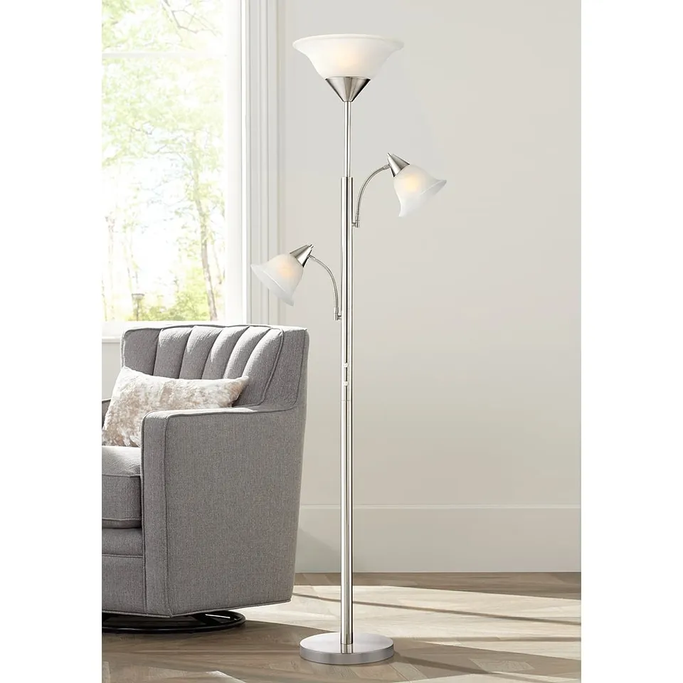 Possini Euro Riordan 71 1/2" Nickel 3-Light Tree Torchiere Floor Lamp