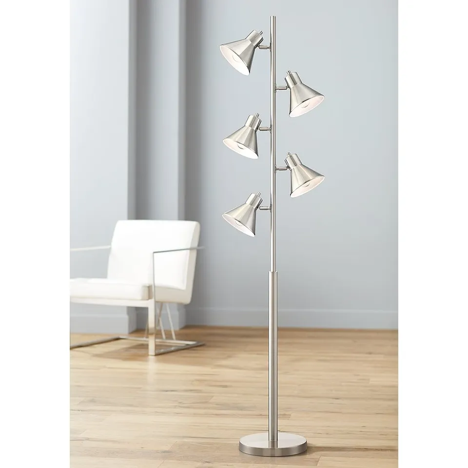 Possini Euro Luken 70" Nickel Adjustable 5-Light Tree Floor Lamp