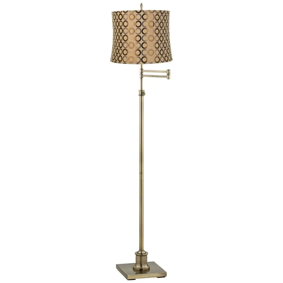 Regency Hill Westbury Copper Circles Brass Adjustable Swing Arm Floor Lamp
