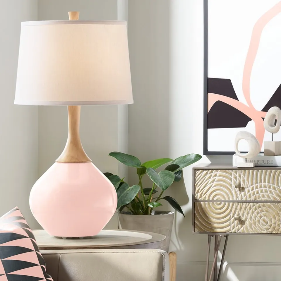 Color Plus Wexler 31" White Shade Rose Pink Table Lamp