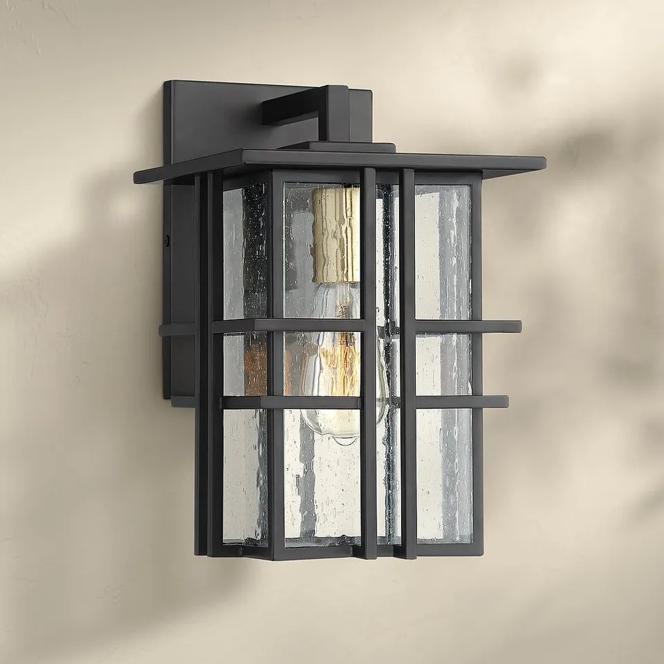 Possini Euro Arley 16" High Black Outdoor Wall Light