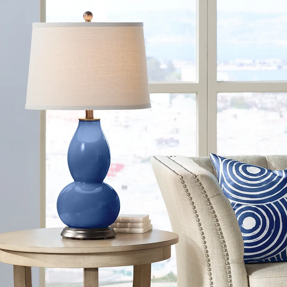 Color Plus Double Gourd 28 3/4"  High Monaco Blue Table Lamp