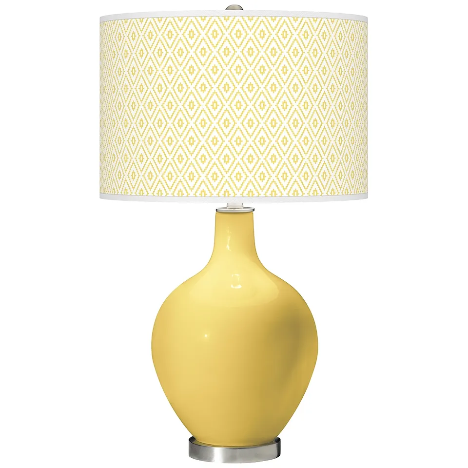 Color Plus Ovo 28 1/2" Diamonds Shade Daffodil Yellow Table Lamp