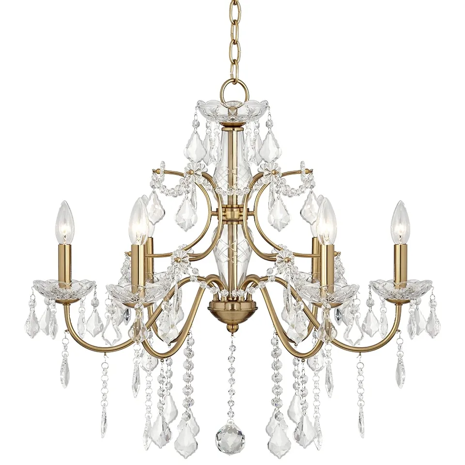 Possini Euro DeMallo 26" Gold 6-Light Crystal Chandelier