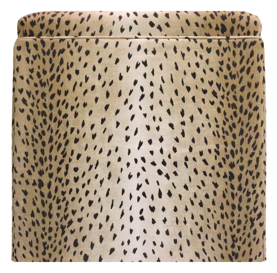 THE SKIRTED OTTOMAN :: ANTELOPE LINEN PRINT // EBONY - SWATCH 4" X 4"