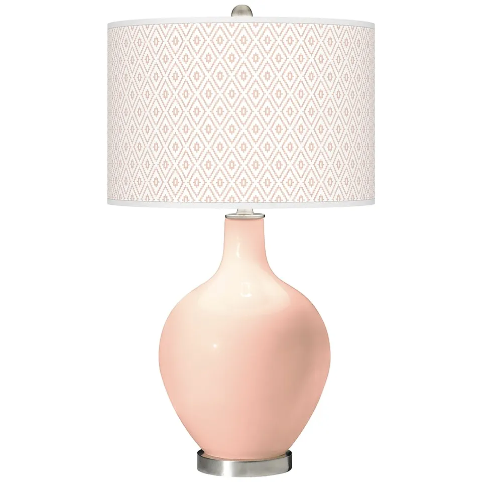 Color Plus Ovo 28 1/2" High Diamonds Shade Linen Pink Table Lamp
