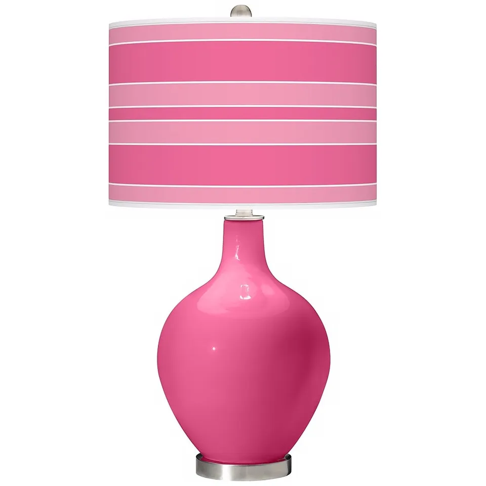 Color Plus Ovo 28 1/2" Bold Stripe Shade Blossom Pink Table Lamp