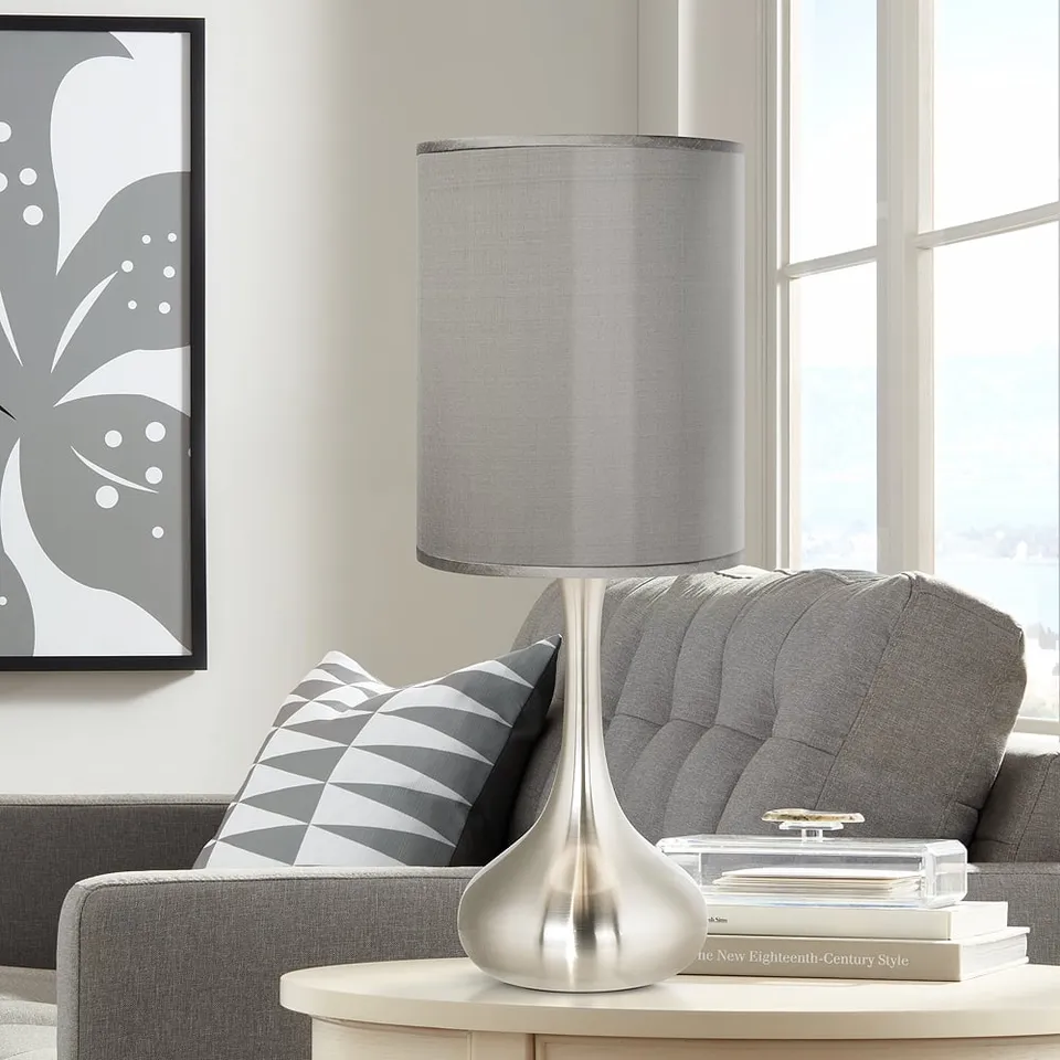 Possini Euro Droplet 23 1/2" Gray and Brushed Nickel Modern Table Lamp
