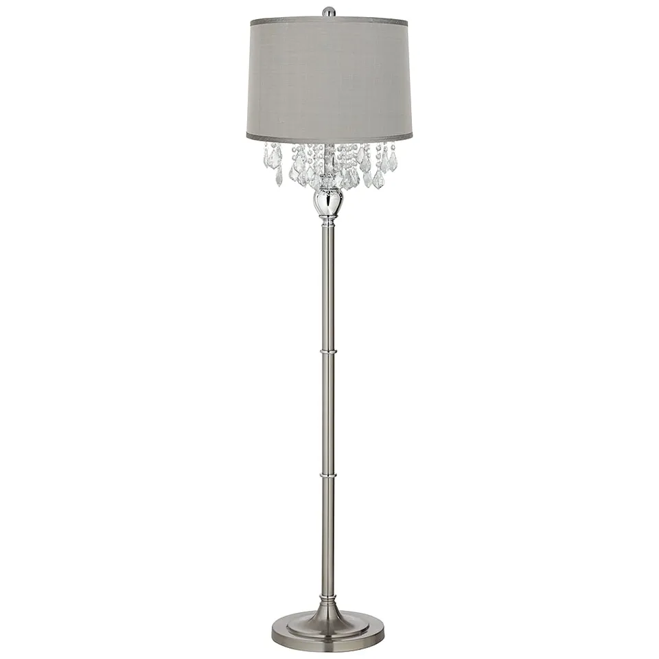 Possini Euro 62 1/2" Crystals Platinum Gray Brushed Nickel Floor Lamp