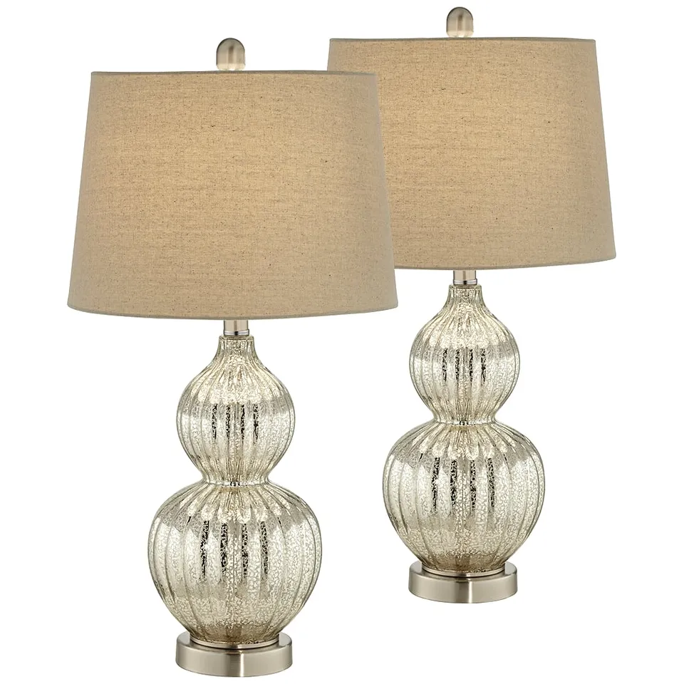 Regency Hill Lili 25" High Fluted Mercury Glass Table Lamps Set of 2