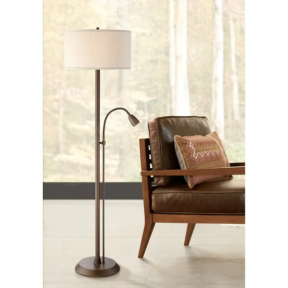Possini Euro Traverse 64" Bronze Gooseneck Reading Arm Floor Lamp