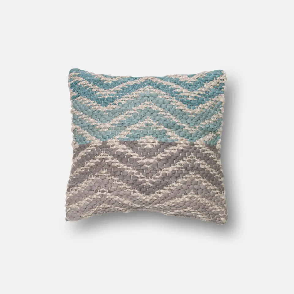 PILLOWS - BLUE / GREY - 18" X 18" Cover w/Down