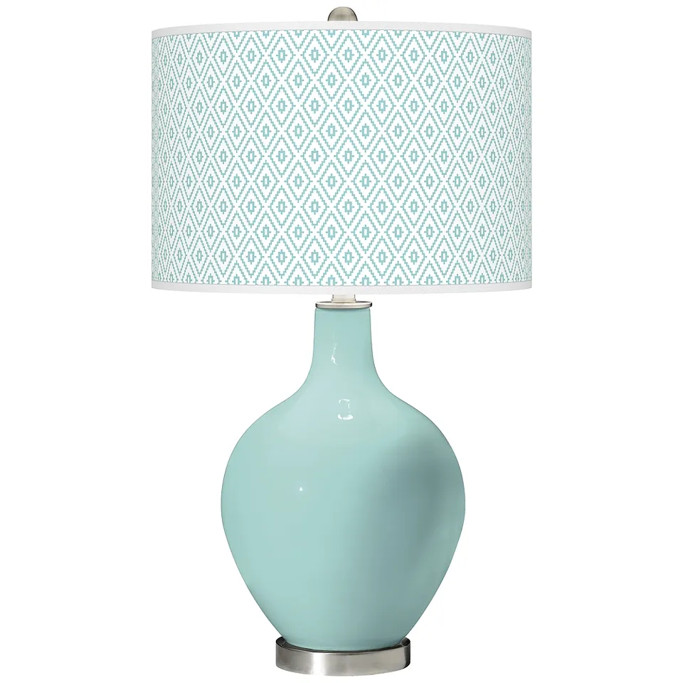 Color Plus Ovo 28 1/2" High Diamonds Shade Cay Blue Table Lamp