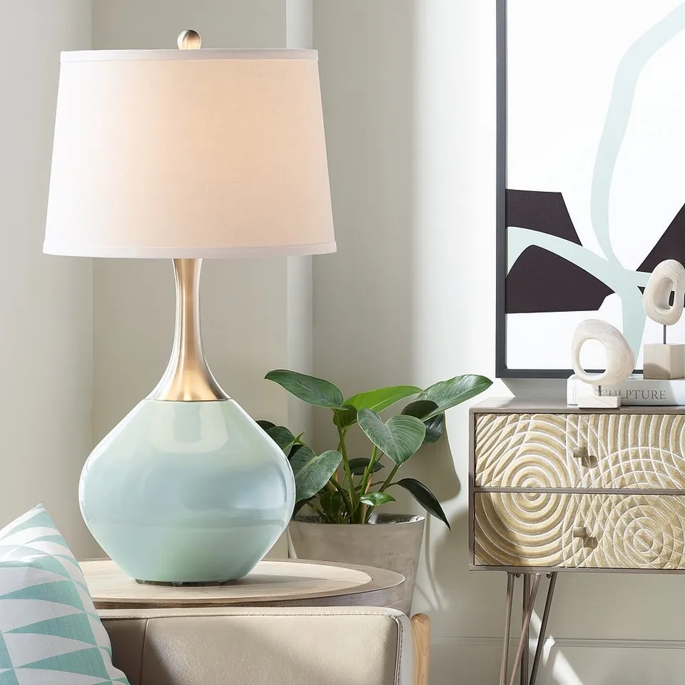 Color Plus Spencer 31" Modern Rain Blue Table Lamp