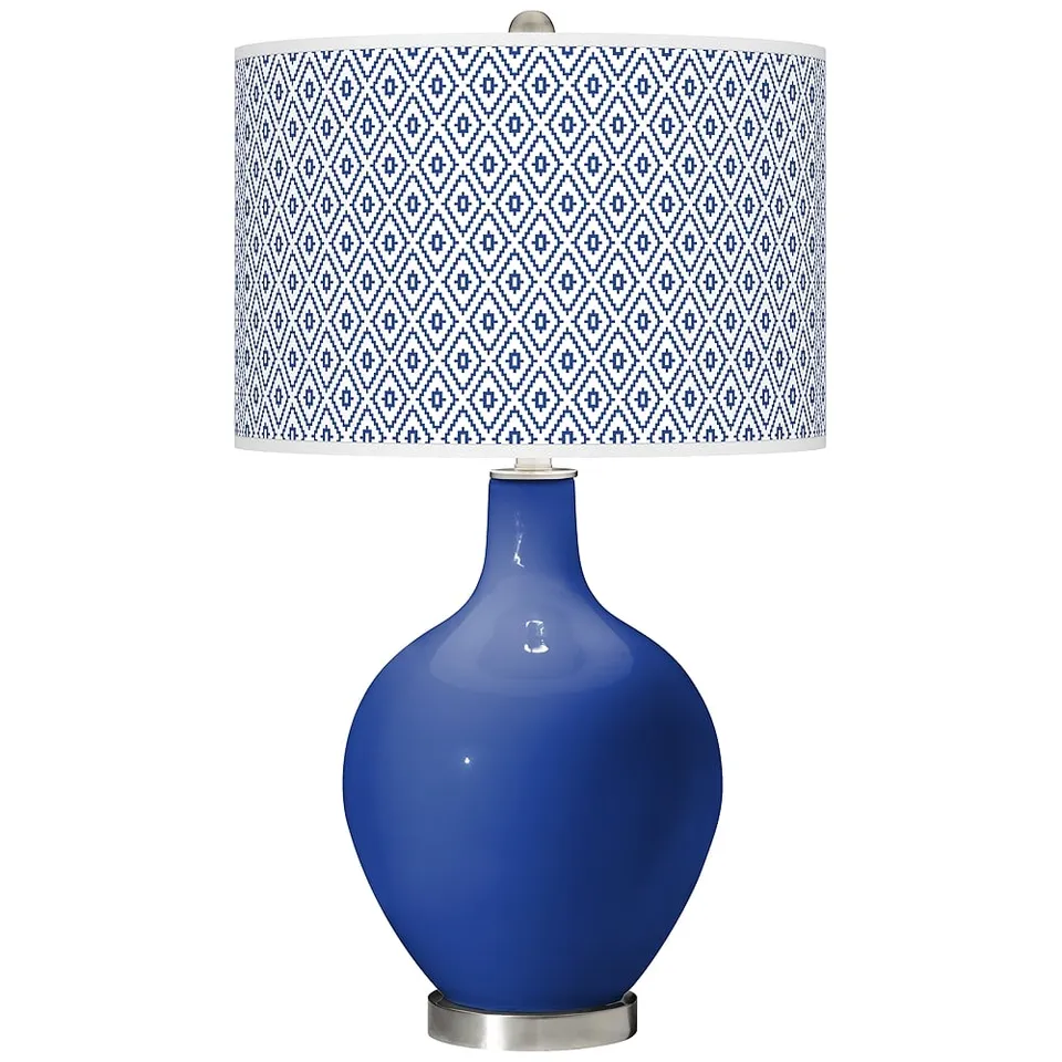 Color Plus Ovo 28 1/2" High Diamonds Shade Dazzling Blue Table Lamp