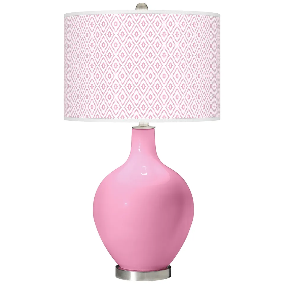Color Plus Ovo 28 1/2" High Diamonds Shade Candy Pink Table Lamp