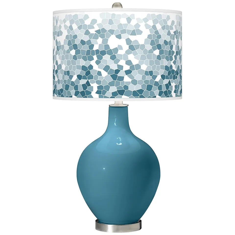 Color Plus Ovo 28 1/2" Mosaic Shade Great Falls Blue Table Lamp