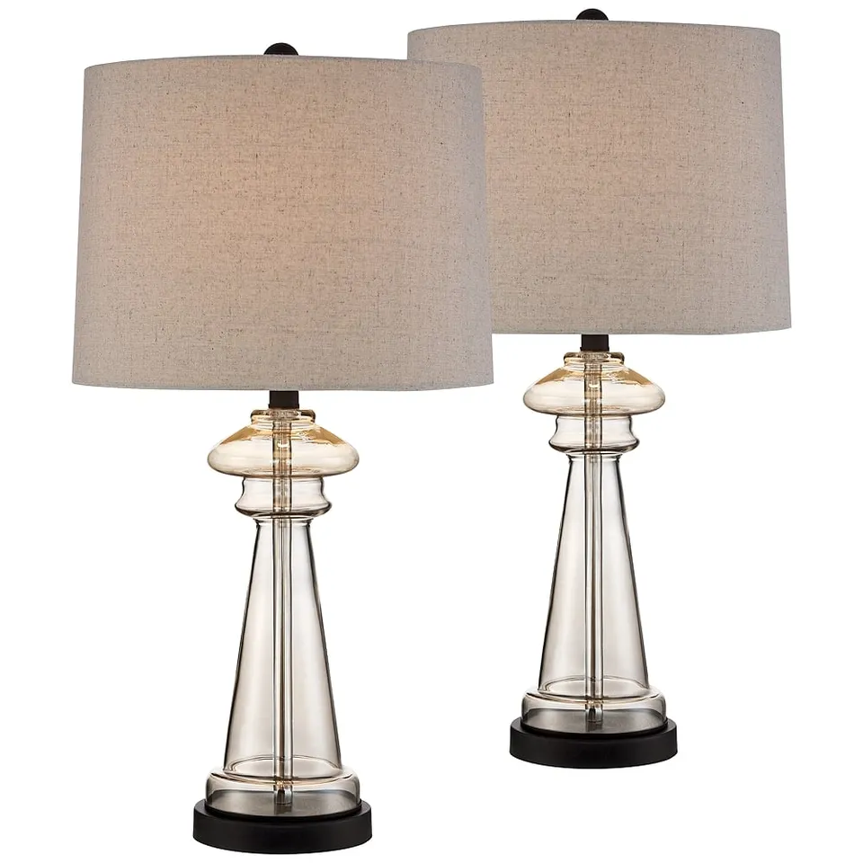 Regency Hill Dalia 27" Champagne Glass Table Lamps Set of 2