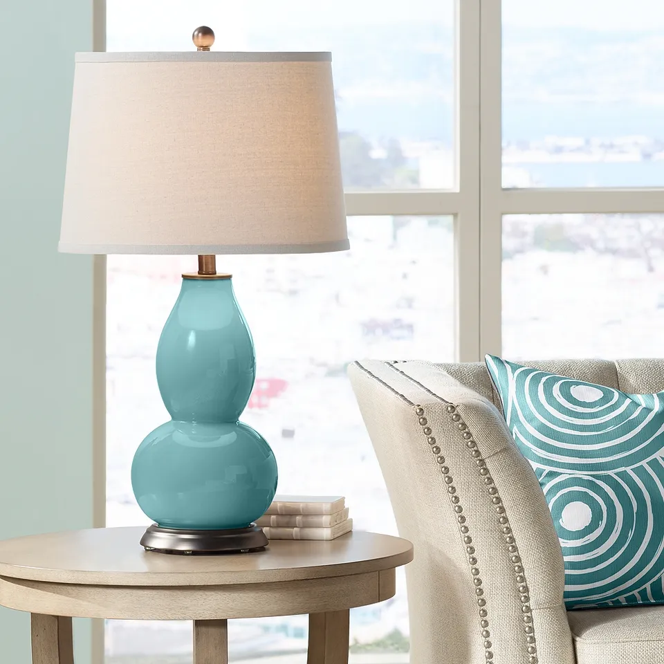 Color Plus Double Gourd 28 3/4" Reflecting Pool Blue Table Lamp