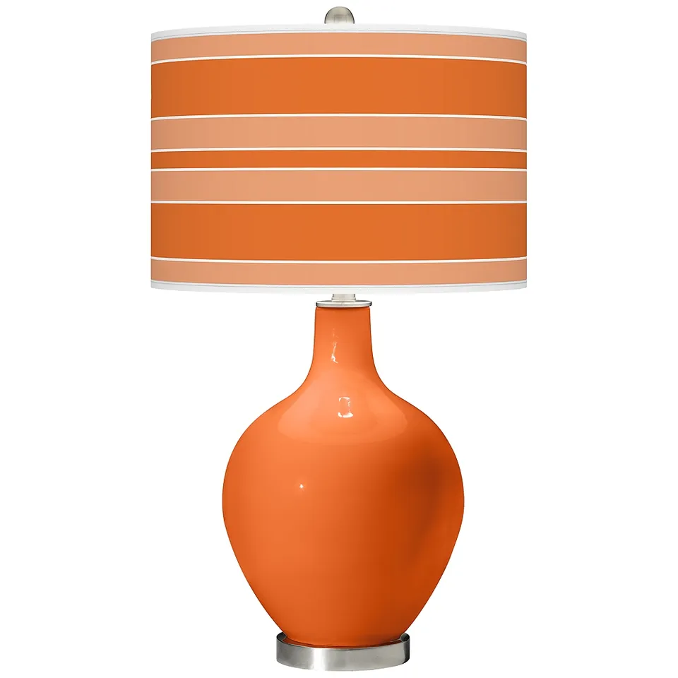 Color Plus Ovo 28 1/2" Bold Stripe Shade Invigorate Orange Table Lamp
