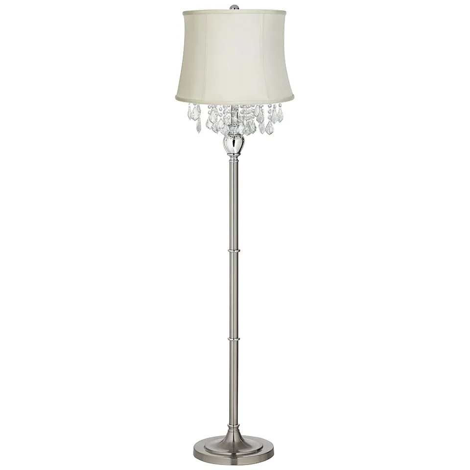 Possini Euro Crystals 62 1/2" High Creme and Brushed Nickel Floor Lamp