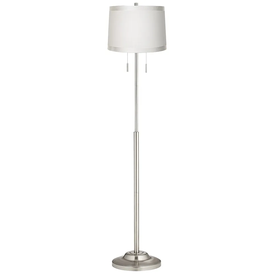 Possini Euro Abba 66" White Drum Shade Brushed Nickel Floor Lamp