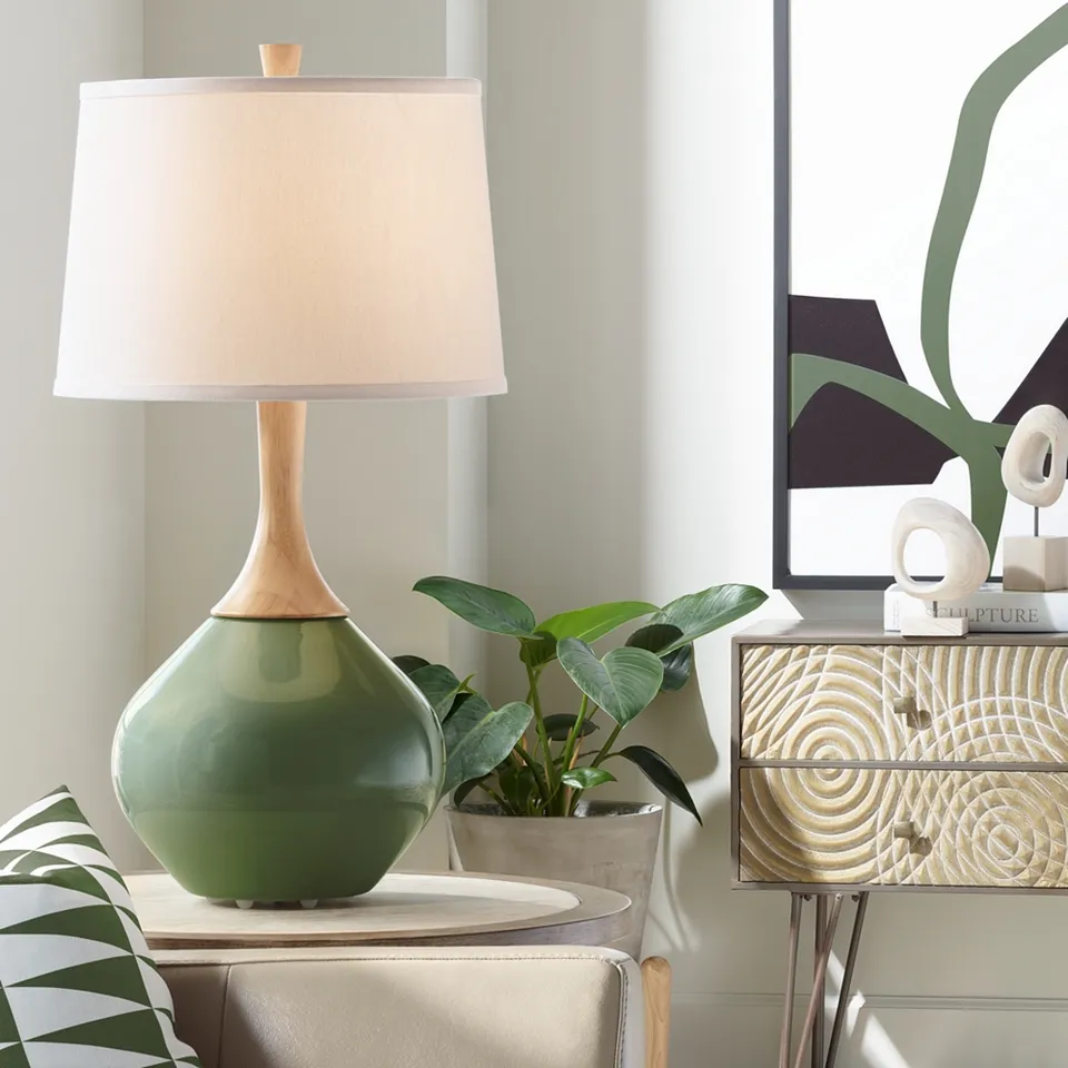 Color Plus Wexler 31" Secret Garden Green Modern Table Lamp