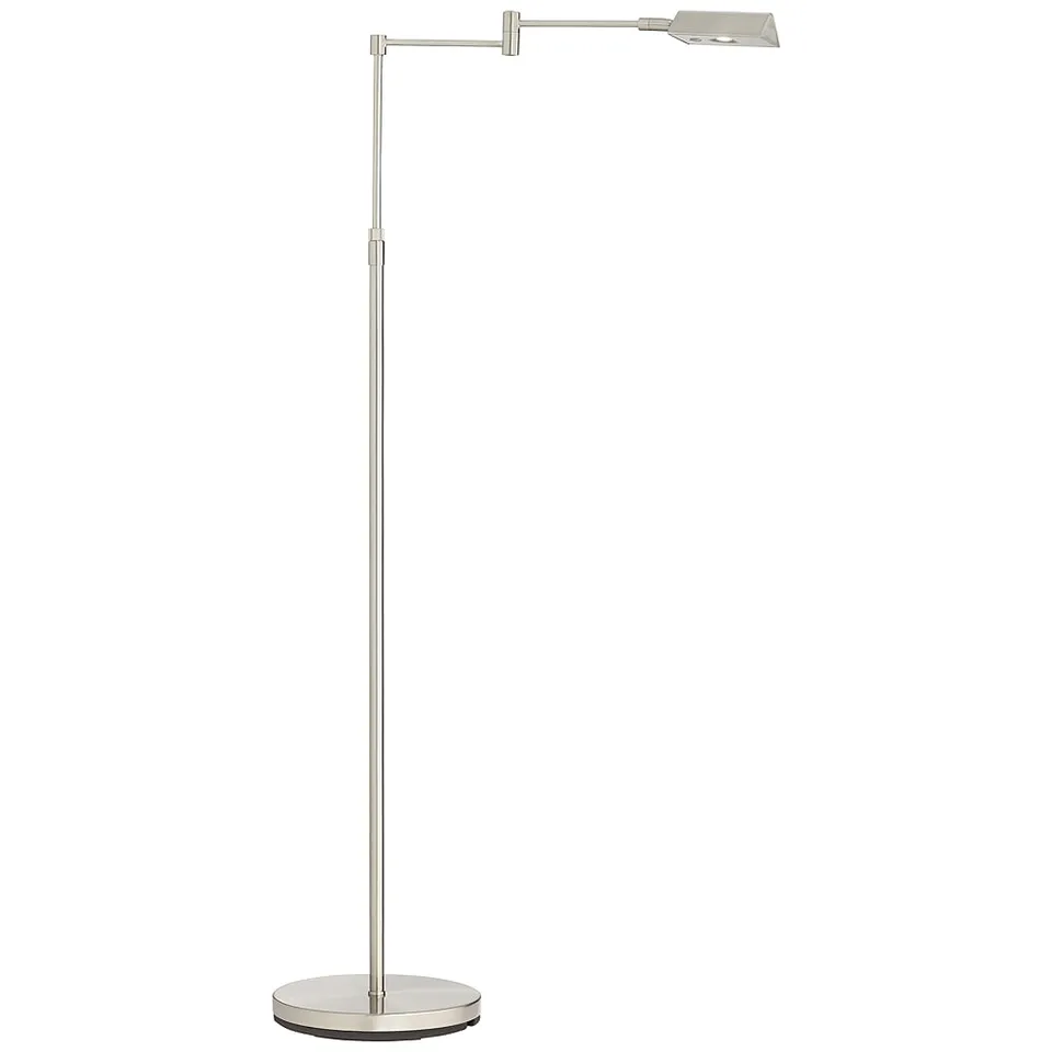 Possini Euro Zema LED Nickel Swing Arm Adjustable Pharmacy Floor Lamp
