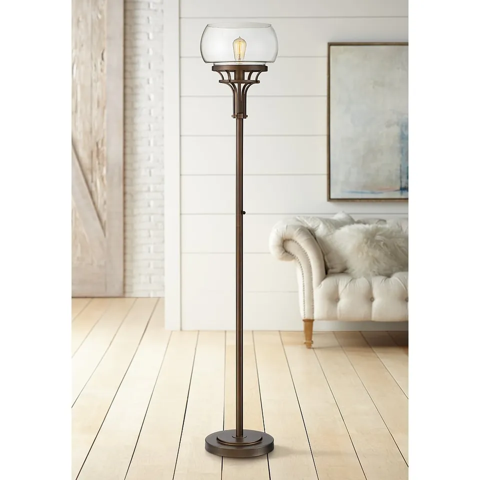 Charleston 72 1/2" Industrial Bronze Torchiere Floor Lamp