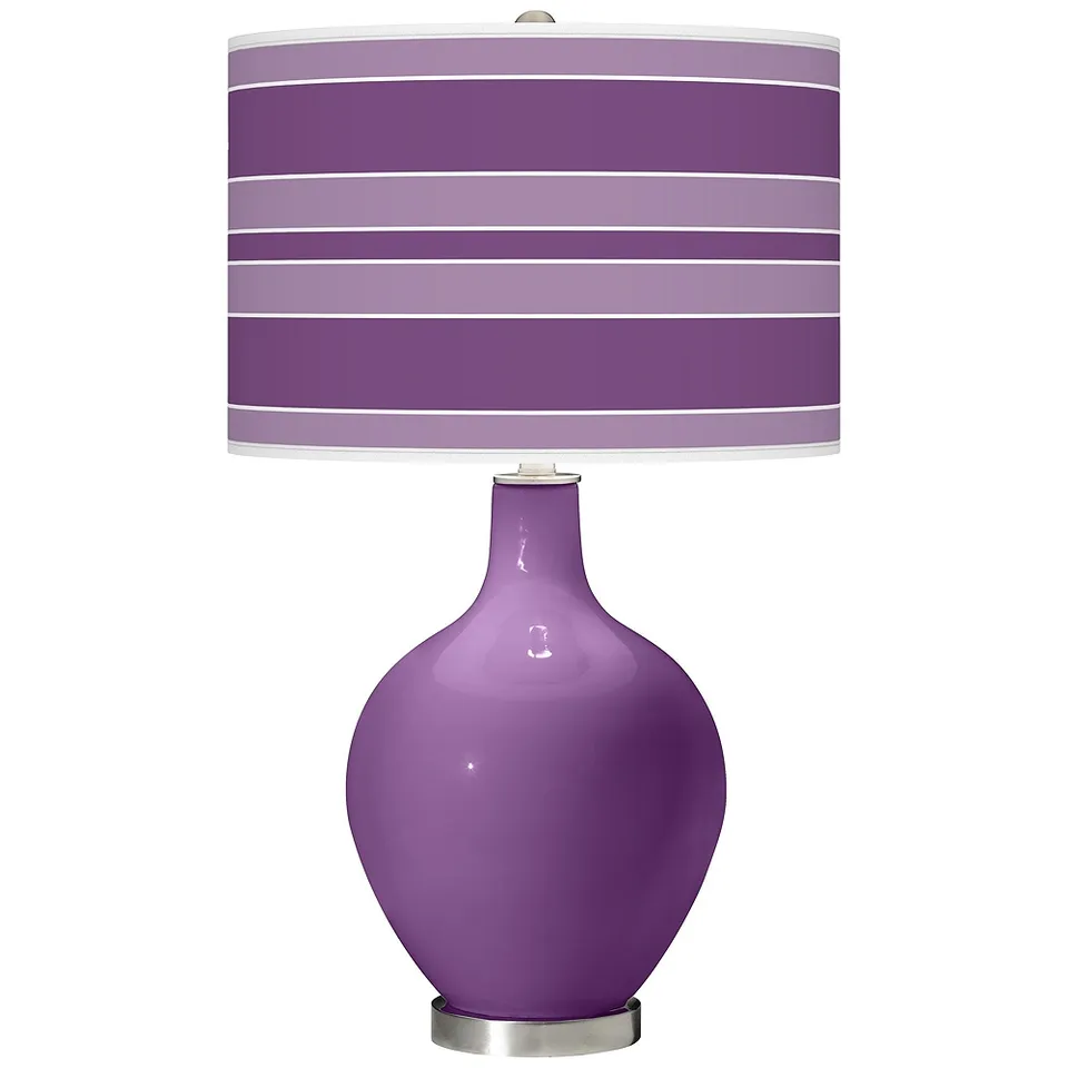 Color Plus Ovo 28 1/2" Bold Stripe Shade Passionate Purple Table Lamp