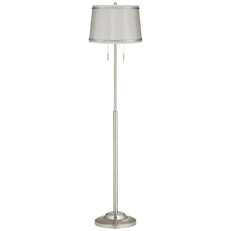 Possini Euro Abba 66" White Drum Shade Brushed Nickel Floor Lamp