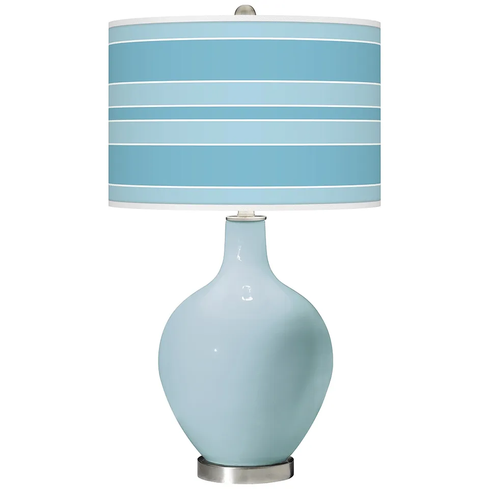 Color Plus Ovo 28 1/2" Bold Stripe Shade Vast Sky Blue Table Lamp