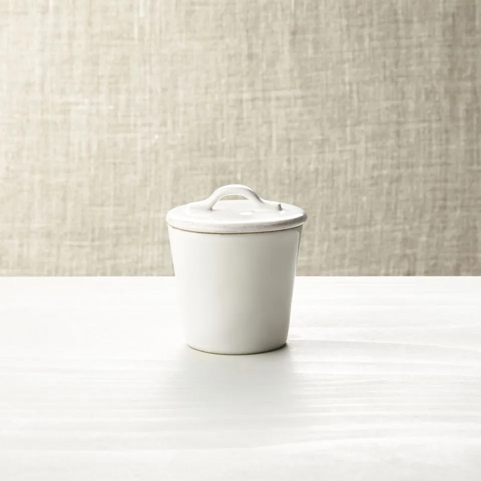 Marin White Stoneware Sugar Bowl with Lid