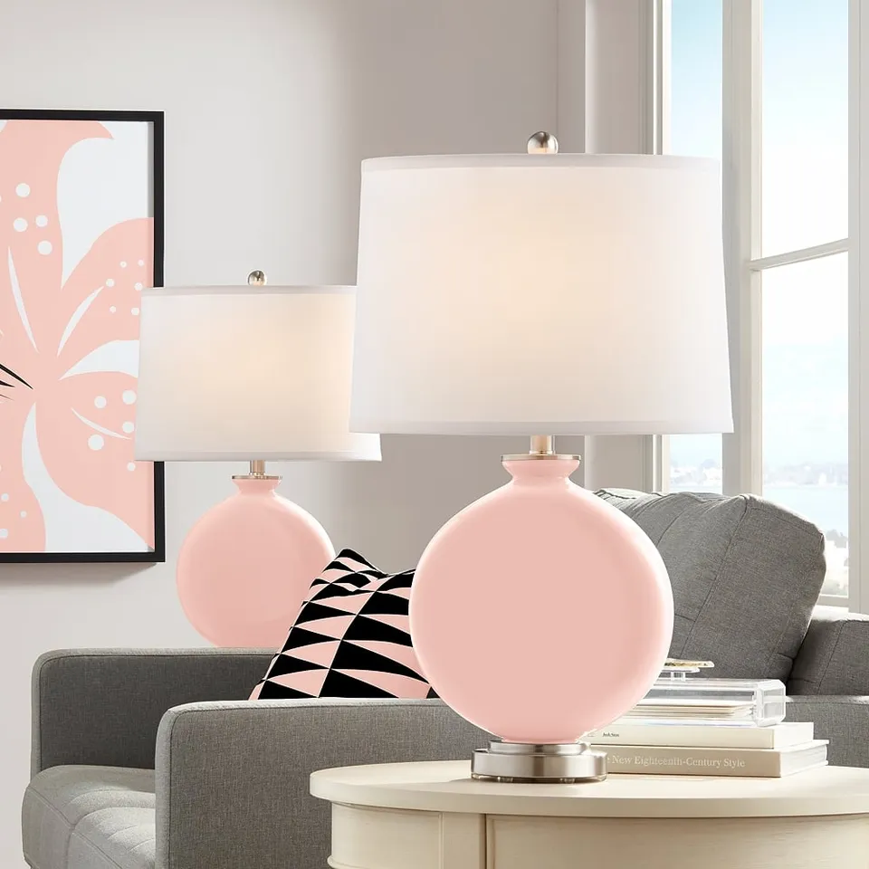 Color Plus Carrie 26 1/2" High Modern Rose Pink Table Lamps Set of 2