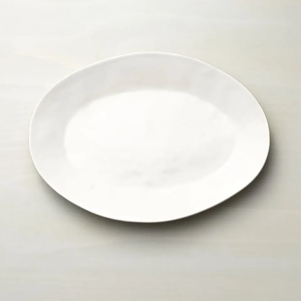 Marin White Stoneware Small Oval Serving Platter